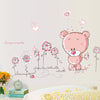 Cartoon Wall Decal Cute Pink Bear