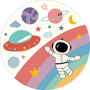 Cartoon Round Nursery Rug Colorful Place