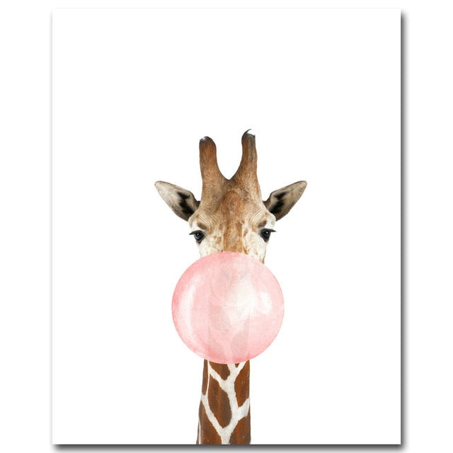 Bubble Animals Pink Nursery Canvas Posters