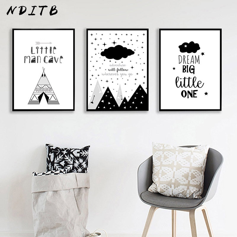 Little Man Cave Nursery Canvas Posters