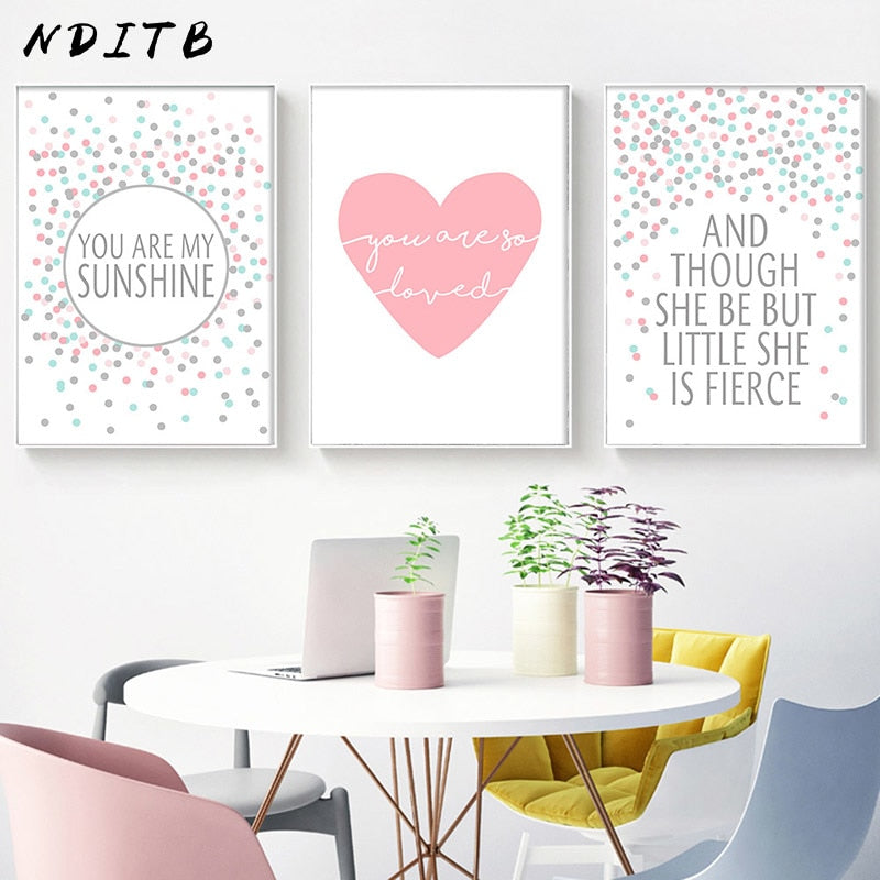 Love Dots Nursery Canvas Posters