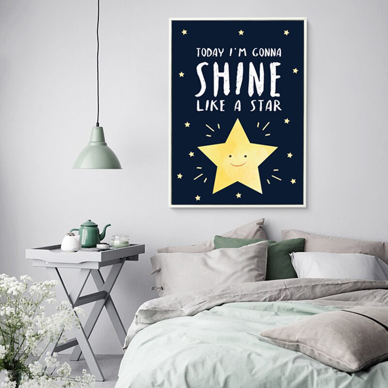 Starry Night Star Elephant Nursery Canvas Posters