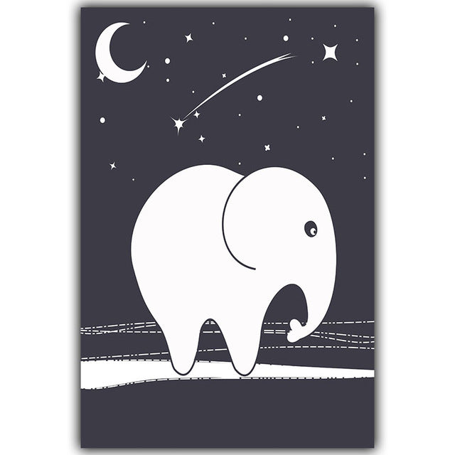 Starry Night Star Elephant Nursery Canvas Posters