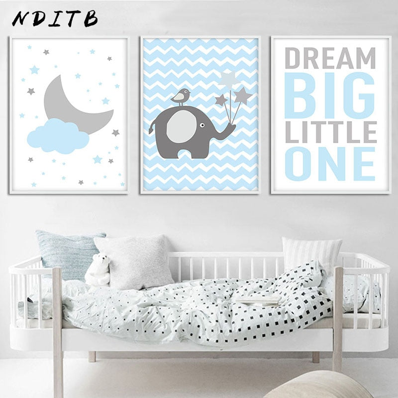 Blue Cloud Nursery Canvas Posters