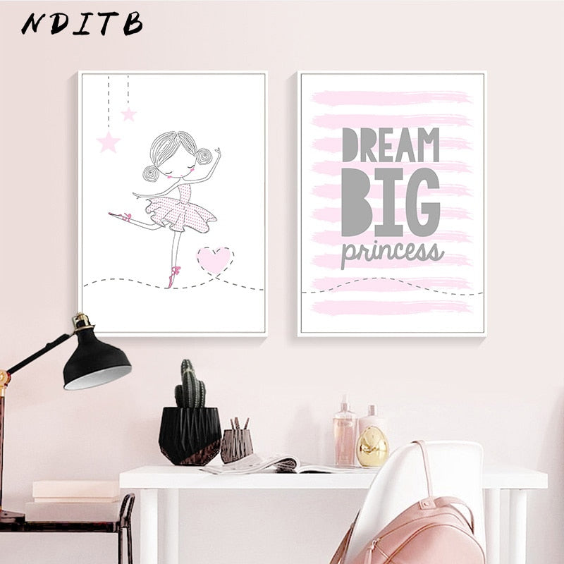 Ballet Dance Girl Nursery Canvas Posters