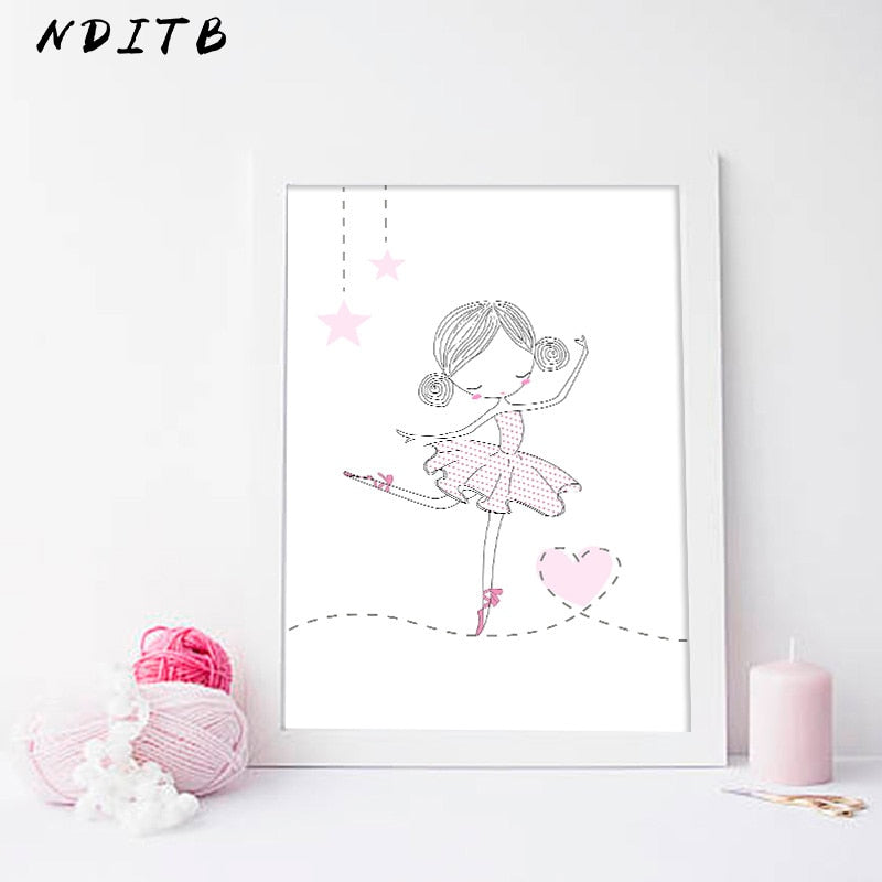 Ballet Dance Girl Nursery Canvas Posters