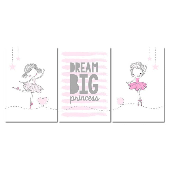 Ballet Dance Girl Nursery Canvas Posters