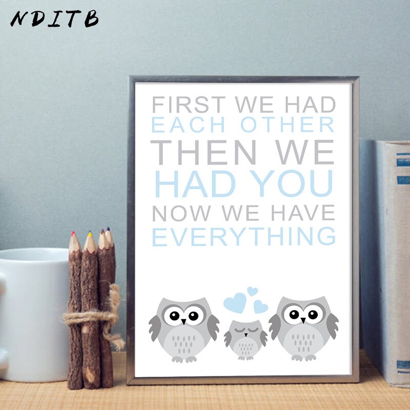 Navy Blue Owls Nursery Canvas Posters