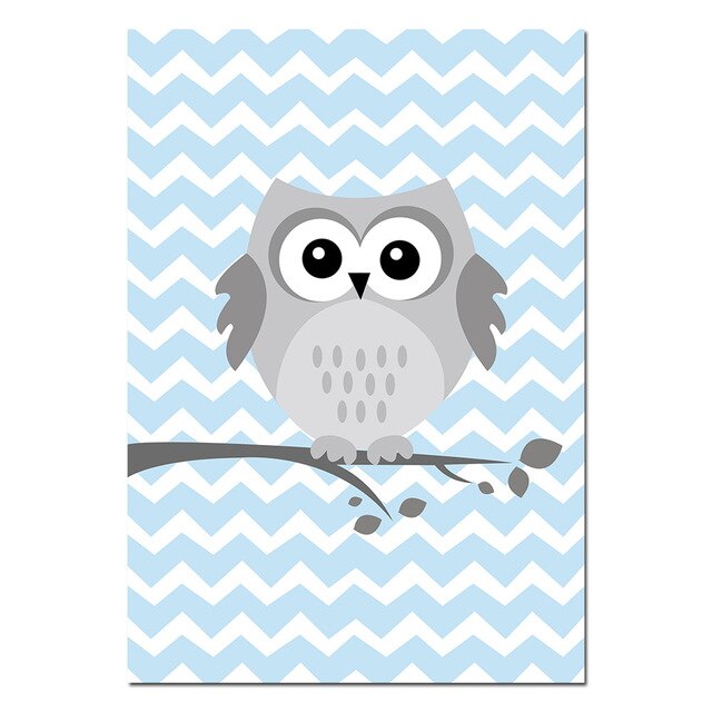 Navy Blue Owls Nursery Canvas Posters