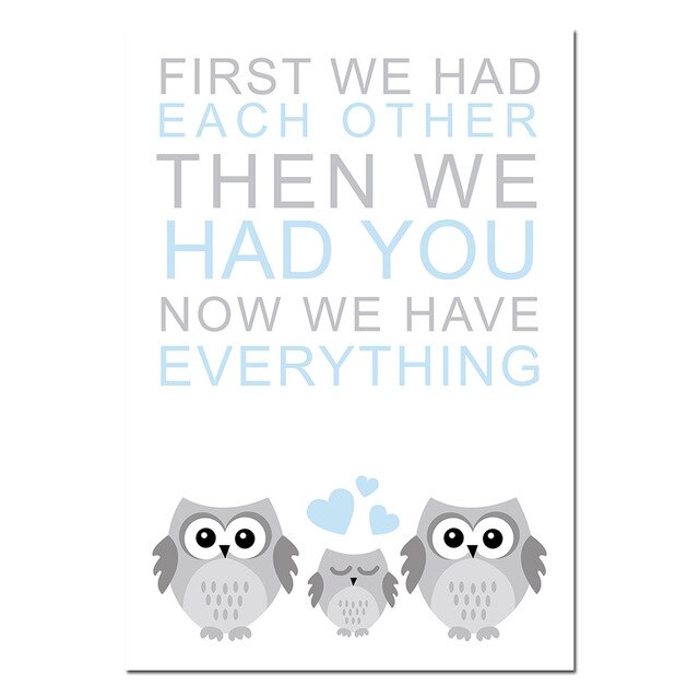 Navy Blue Owls Nursery Canvas Posters