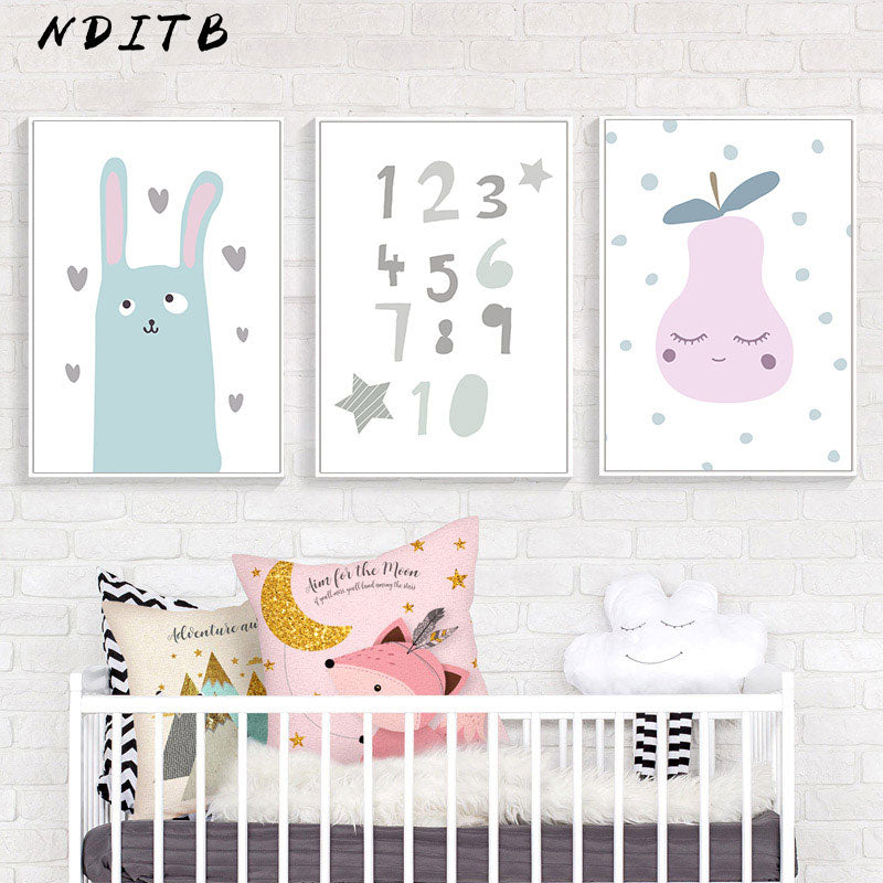 Pear And Numbers Nursery Canvas Posters