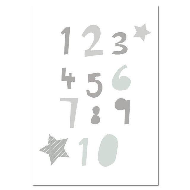 Pear And Numbers Nursery Canvas Posters