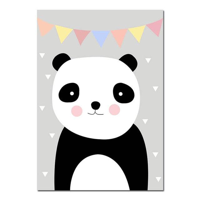 Painting Panda Nursery Canvas Posters