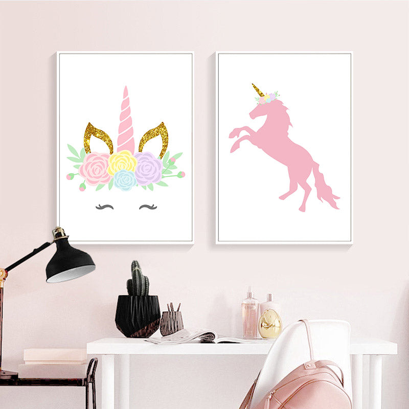 Pink Unicorn Nursery Canvas Posters